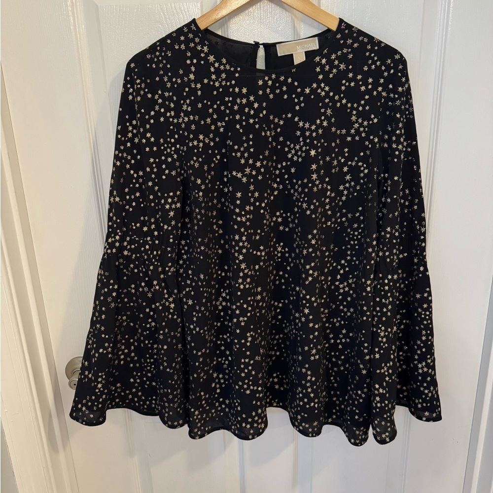 MICHAEL Michael Kors Black Star Print Bell Sleeve Tunic